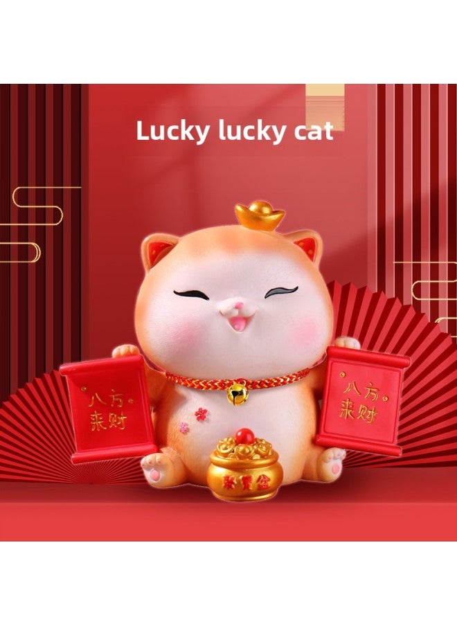 Generic Front Desk Creative Decoration Money Cat Piggy Bank Vinyl Drop-proof Large Capacity Piggy Bank Year Gift Cash Register Ornaments-Color:066 Medium QR Code Lucky Cat (Skin Color))  - Image 1