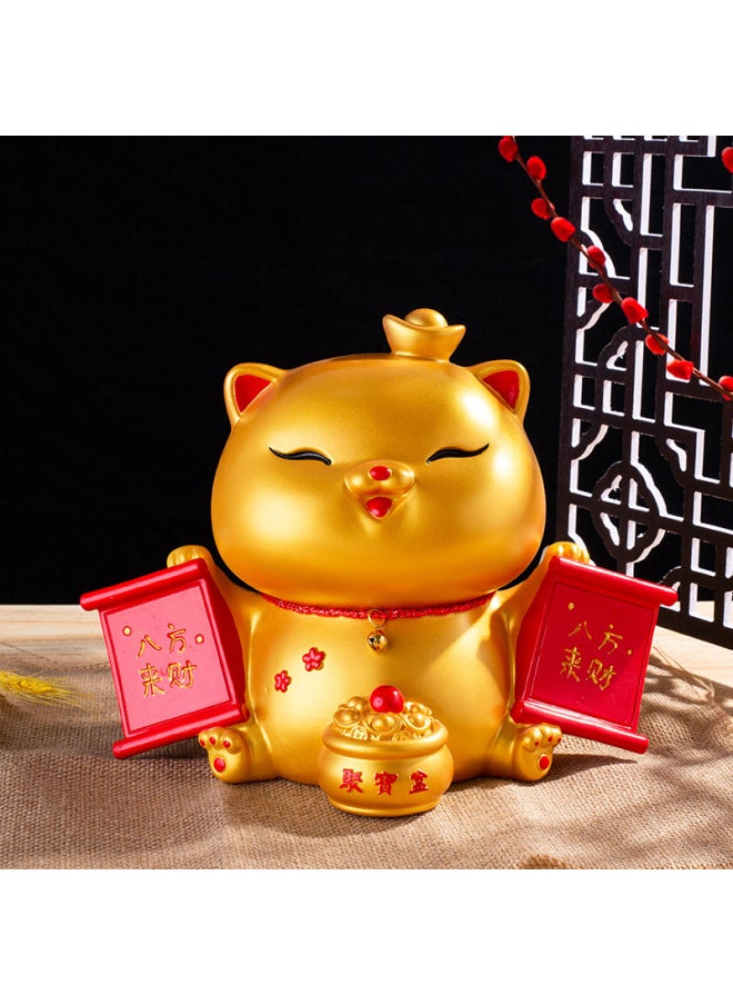 Generic Front Desk Creative Decoration Money Cat Piggy Bank Vinyl Drop-proof Large Capacity Piggy Bank Year Gift Cash Register Ornaments-Color:066 Medium QR Code Lucky Cat (Skin Color))  - Image 4