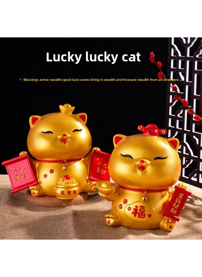 Generic Front Desk Creative Decoration Money Cat Piggy Bank Vinyl Drop-proof Large Capacity Piggy Bank Year Gift Cash Register Ornaments-Color:066 Medium QR Code Lucky Cat (Skin Color))  - Image 3