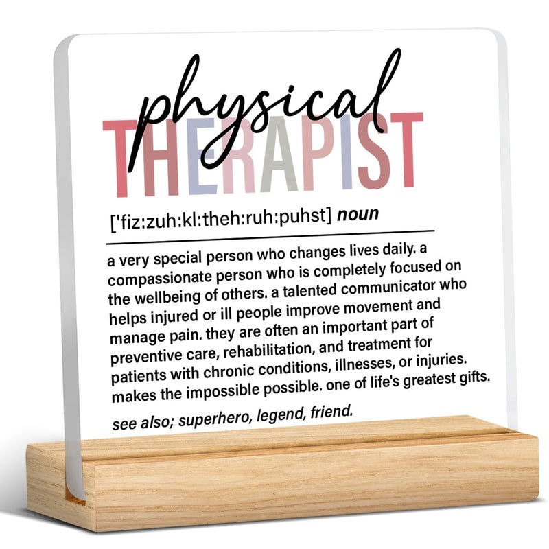 Zauly Physical Therapist Gifts for Men Women, Thank You Appreciate Gifts, Retirement Gift, Physical Therapist Definition Acrylic Desk Sign Office Decor - Image 1