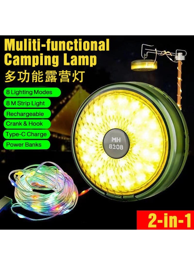 Generic Warm Light + Color Light 8M,Camping LED String Light, Tent Light, Outdoor Hanging Light, USB Rechargeable Lantern, Colorful Atmosphere Lamp, Portable Camping Light - Image 3
