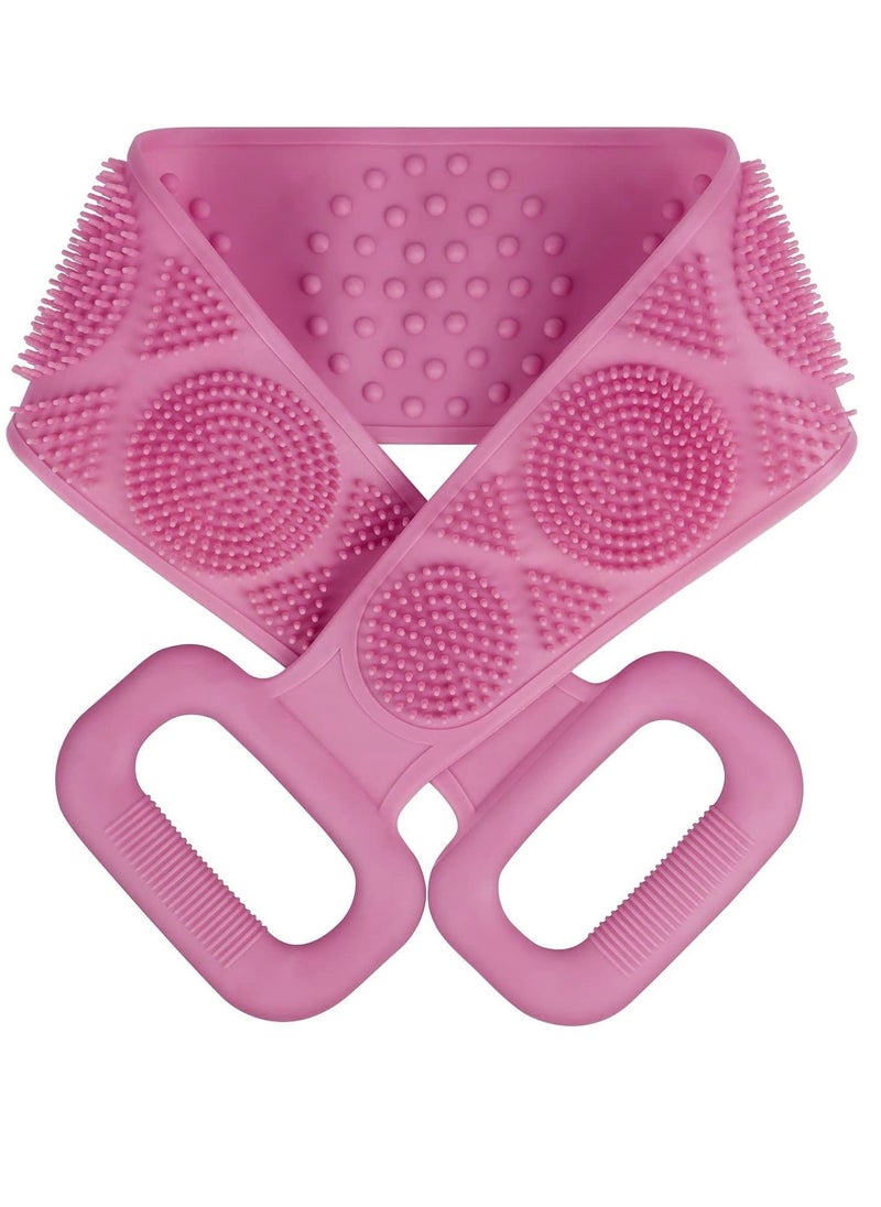 Plan A Double Sided Silicone Bath Brush, Deep Cleansing and Massage, Exfoliating Loofah for Dead Skin Removal, Easy to Clean, Suitable for All Ages, Perfect for Bathing Baby, Men and Women (Pink)  - Image 1