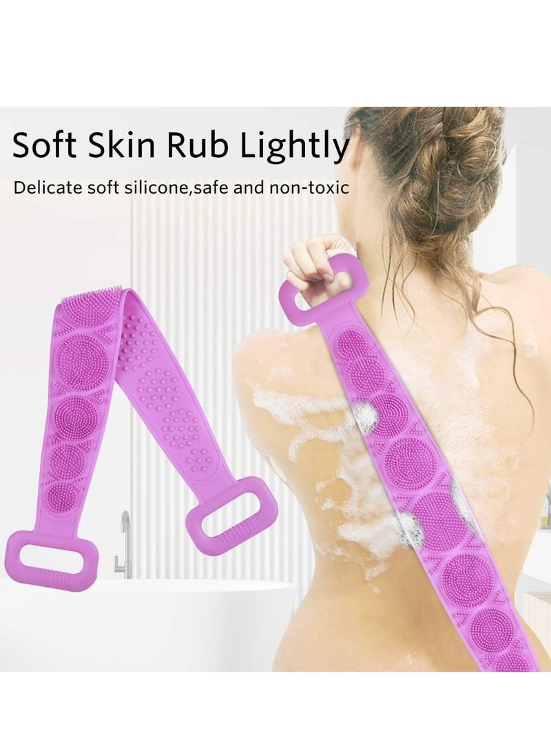 Plan A Double Sided Silicone Bath Brush, Deep Cleansing and Massage, Exfoliating Loofah for Dead Skin Removal, Easy to Clean, Suitable for All Ages, Perfect for Bathing Baby, Men and Women (Pink)  - Image 2