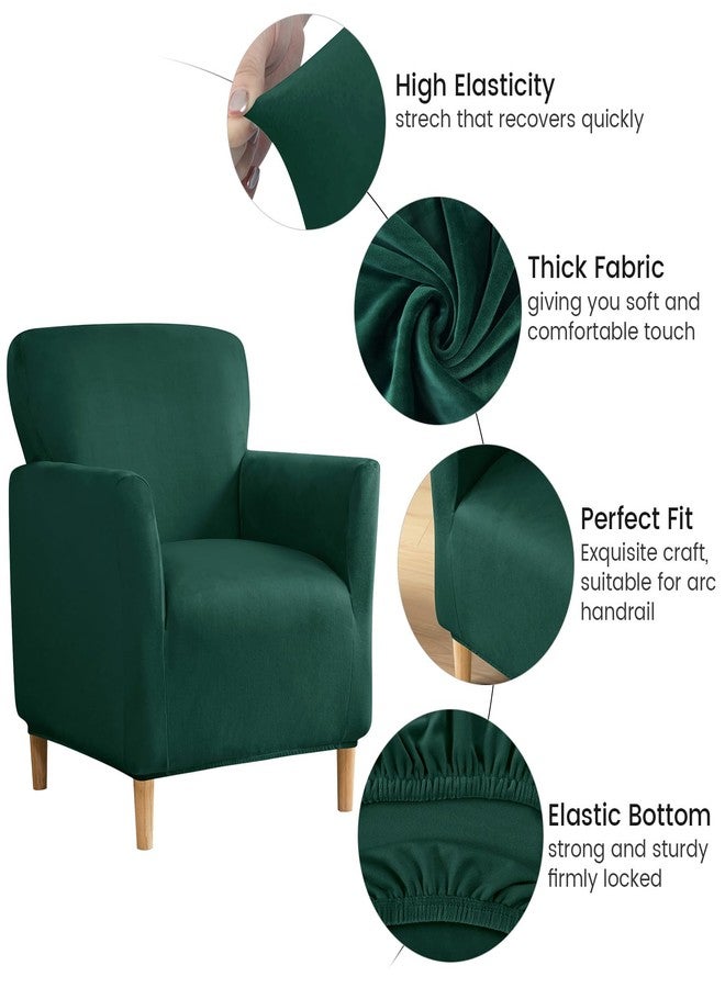 MIFXIN Banquet Armchair Cover Velvet Stretch Armchair Chair Slipcover 1 Piece Spandex Elastic Furniture Protector Couch Slipcover for 1-Seater Sofa with Arms (Dark Green) - Image 3