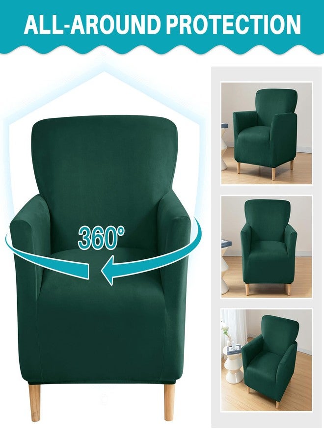 MIFXIN Banquet Armchair Cover Velvet Stretch Armchair Chair Slipcover 1 Piece Spandex Elastic Furniture Protector Couch Slipcover for 1-Seater Sofa with Arms (Dark Green) - Image 5