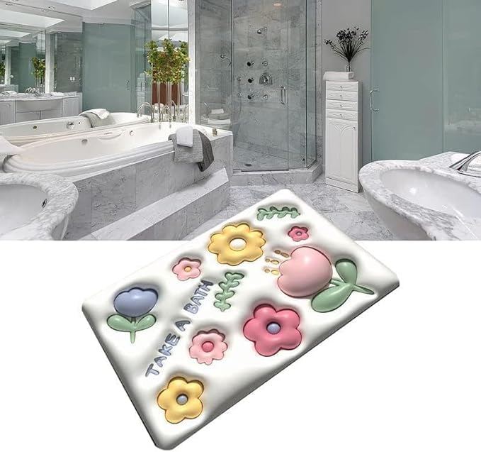MYSELF 3D Visual Bathroom Mat Step into Luxury and Safety with Our Rubber NonSlip Washable and Soft Floor MatAnti Skid Water Soaking MatQuick Drying Absorbent Sink Floor Rug - Image 1