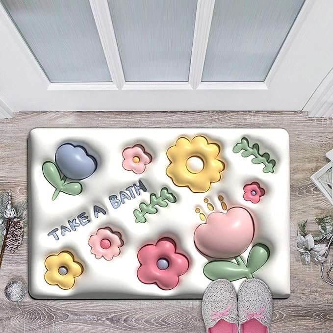 MYSELF 3D Visual Bathroom Mat Step into Luxury and Safety with Our Rubber NonSlip Washable and Soft Floor MatAnti Skid Water Soaking MatQuick Drying Absorbent Sink Floor Rug - Image 4