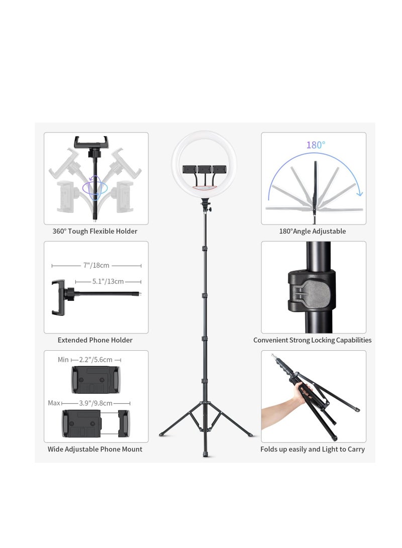 18 Inch RGB Ring Light with Tripod – Dimmable LED Lighting for Photography, Video, Makeup & Live Streaming - Image 3