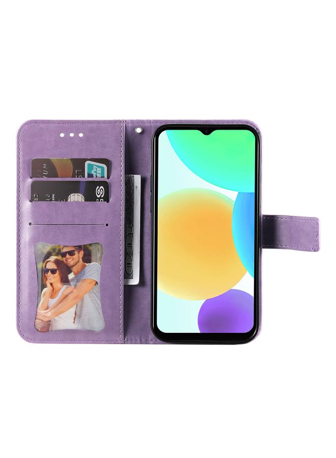 زبون جراب لهاتف Infinix Smart 6 مصنوع من الجلد المنقوش بسبع بتلات زهور - Image 4