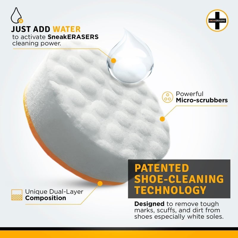 SneakERASERS Instant Sneaker Cleaner, Premium Shoe Cleaning Kit for Sneakers, Dual-Sided Sponges, Effective for Tennis Shoes & Women Men Sneakers, Gentle Rub Design (10 Pack) - Image 2