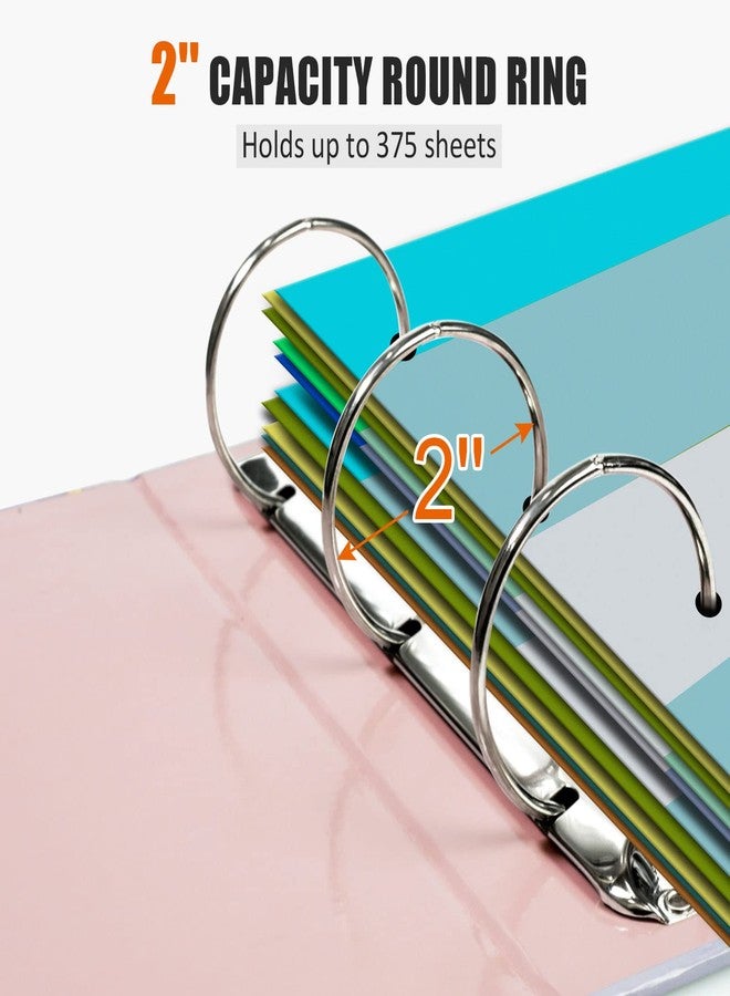 tutata Mini 3 Ring Binder 5.5 x 8.5, 2-Inch Binder, Round Ring, Pink, 2 Pack - Image 4