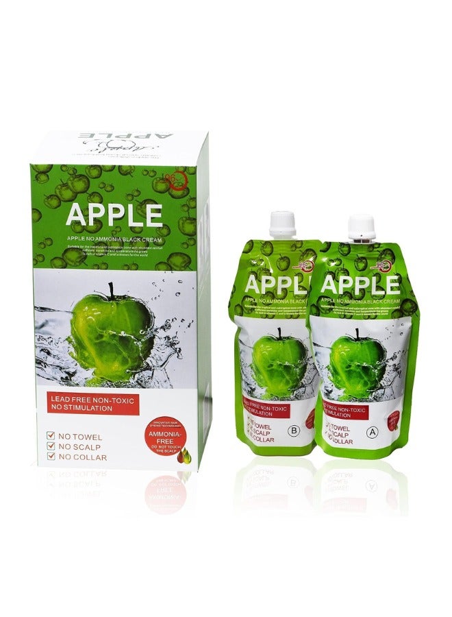 Ammonia Free Apple Fruit Extract Hair Dye Cream 96H to Long Lasting Color for Hair and Beard (Black) - Image 2