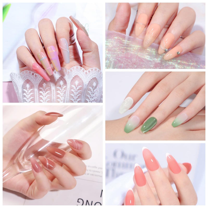 COSCELIA Jelly Gel Polish Set 25pc Brown Spring Colors Translucent Milky Jelly Gel Nail Polish for Women All Seasons Red Green Blue Pink Nail Manicure Kit Salon DIY Gifts for Women - Image 2