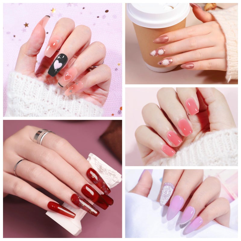 COSCELIA Jelly Gel Polish Set 25pc Brown Spring Colors Translucent Milky Jelly Gel Nail Polish for Women All Seasons Red Green Blue Pink Nail Manicure Kit Salon DIY Gifts for Women - Image 3