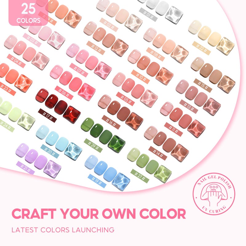 COSCELIA Jelly Gel Polish Set 25pc Brown Spring Colors Translucent Milky Jelly Gel Nail Polish for Women All Seasons Red Green Blue Pink Nail Manicure Kit Salon DIY Gifts for Women - Image 4