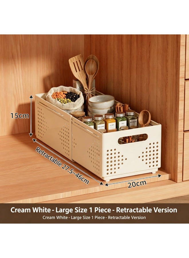 Multi functional folding and retractable storage basket, household kitchen cabinet storage basket, desktop snack and miscellaneous storage and organizing basket - Image 1