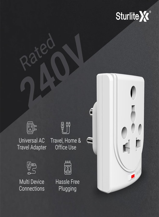 Sturlite Konvert Multiplug| 6-16 Amp| 2-Pin & 3-Pin Socket| Universal AC Travel Adapter| Premium Polycarbonate Body Socket| Compact Converter Plug for Travel, Home & Office Use - Pack of 4 - Image 3