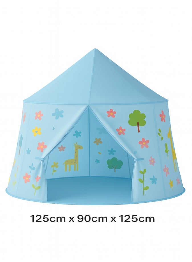 ليفي خيمة لعب للأطفال، بيت لعب على شكل قلعة كرتونية للأطفال، بيت لعب قابل للطي للاستخدام الداخلي والخارجي مع طبعات زهور وحيوانات لطيفة، خفيف الوزن وسهل التجميع، 125 × 90 × 125 سم - Image 5