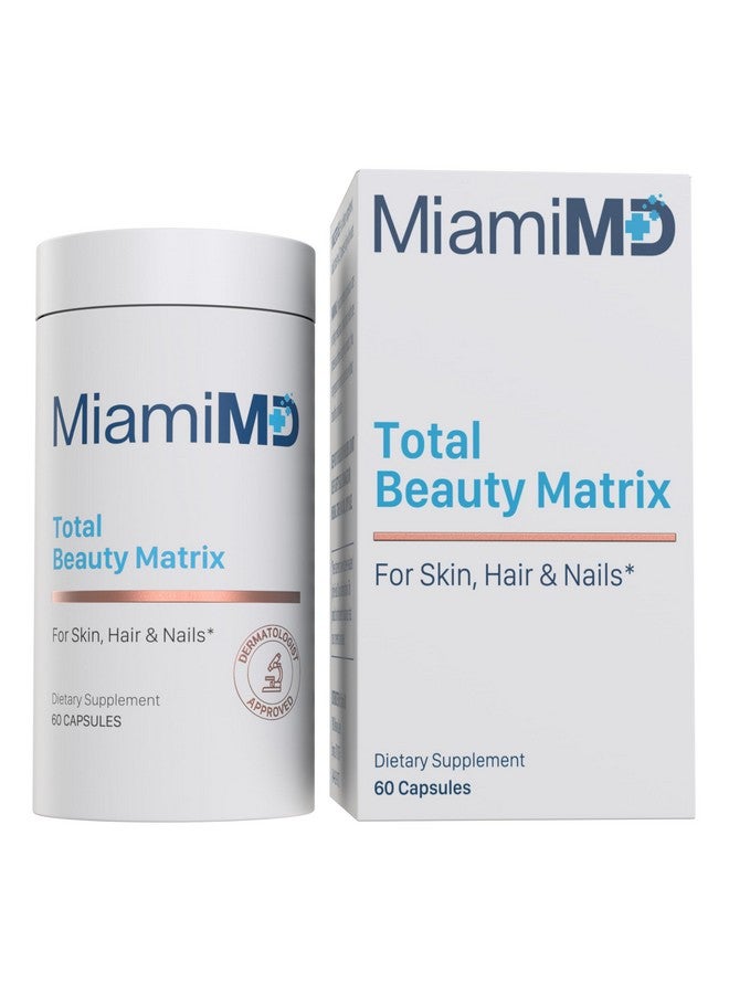 MiamiMD Total Beauty Matrix Collagen Supplements for Women - Collagen Capsules with Vitamin C for Hair, Skin and Nails - Cruelty Free - 60 Capsules - Image 1