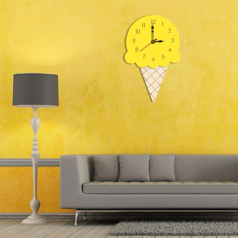 🏠 ساعة حائط بتصميم آيس كريم من الأكريليك باللون الأصفر - Image 1