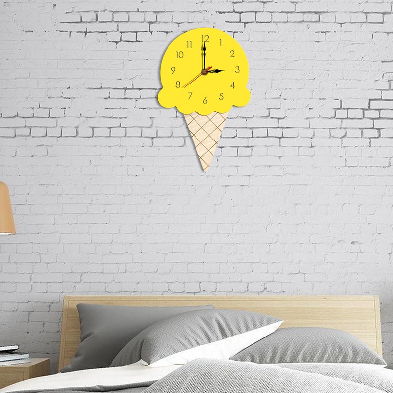 🏠 ساعة حائط بتصميم آيس كريم من الأكريليك باللون الأصفر - Image 5