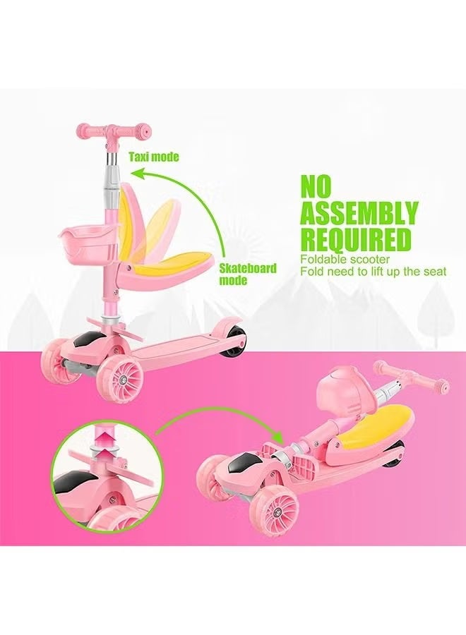 Soofam 2 in 1 Scooters for Kids,Toddler Scooter for Ages 2-12,Music&Light Display Kids Scooter, Kick Scooter with Foldable Seat,3 Wheel Scooter and Adjustble Height - Image 2