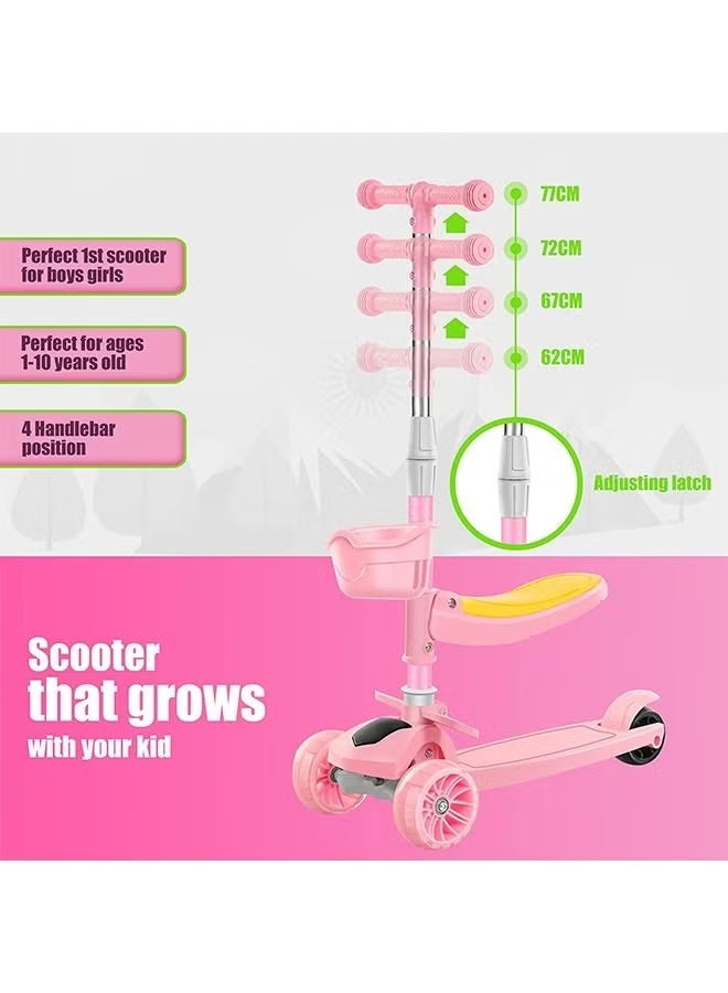Soofam 2 in 1 Scooters for Kids,Toddler Scooter for Ages 2-12,Music&Light Display Kids Scooter, Kick Scooter with Foldable Seat,3 Wheel Scooter and Adjustble Height - Image 4