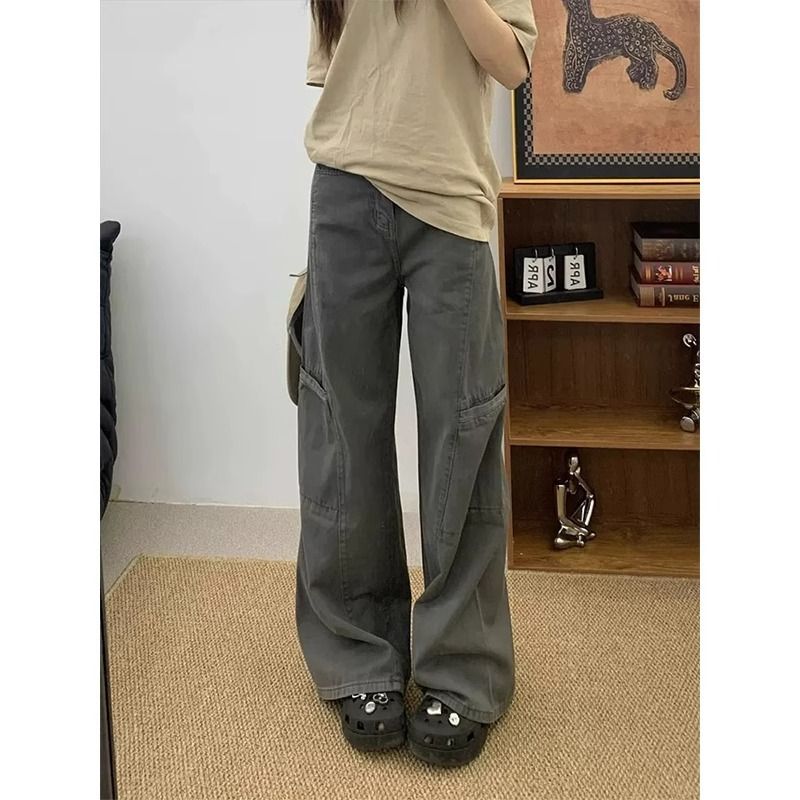Vintage Classic European-American Design Daily Commute Jeans Grey Size_S - Image 1