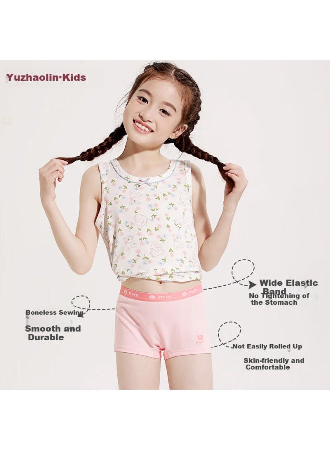 Yuzhaolin Girls' Underwear, Class A Antibacterial Boyshorts, Four-pack, Early Summer, Size 150 - Image 2