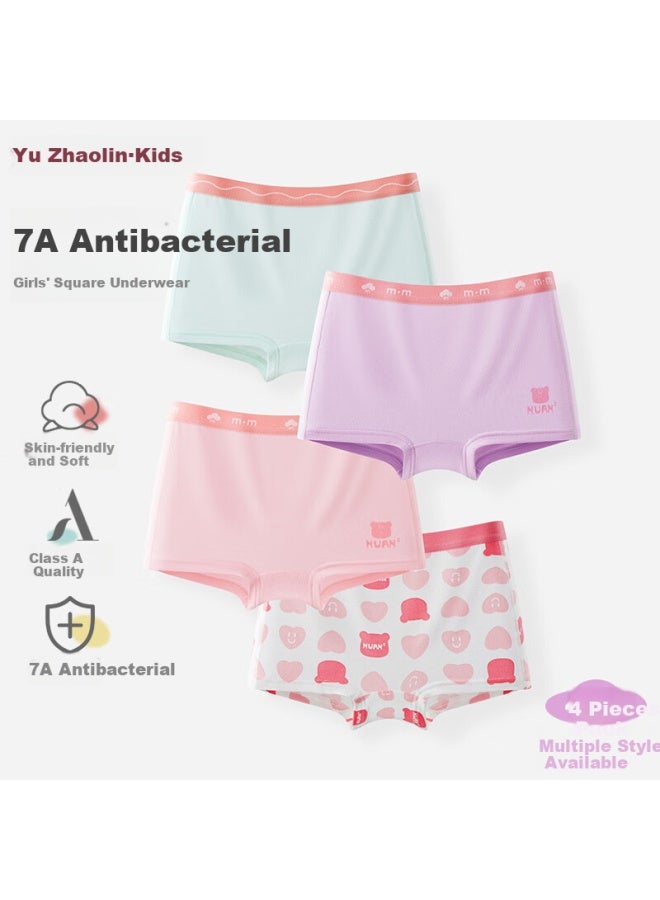Yuzhaolin Girls' Underwear, Class A Antibacterial Boyshorts, Four-pack, Early Summer, Size 150 - Image 1