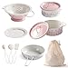ROBUD Play Pots and Pans Sets for Kids Kitchen Play Kitchen Accessories Pretend Cooking Cartoon Pink Metal Pots and Pans Metal Kids Kitchen Playset Mini Toy Kitchen Accessories9 Pieces - Image 2