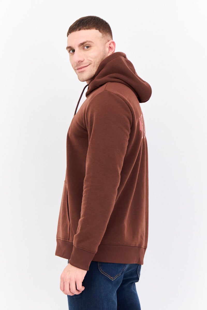 MEMBERS ONLY Men Hooded Long Sleeves Brand Logo Sweatshirt, Brown  - Image 2