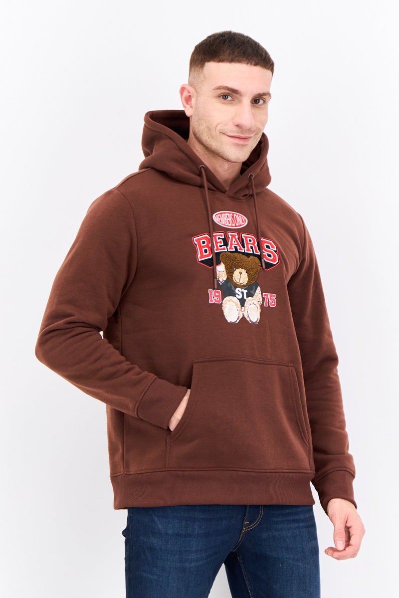 MEMBERS ONLY Men Hooded Long Sleeves Brand Logo Sweatshirt, Brown  - Image 1