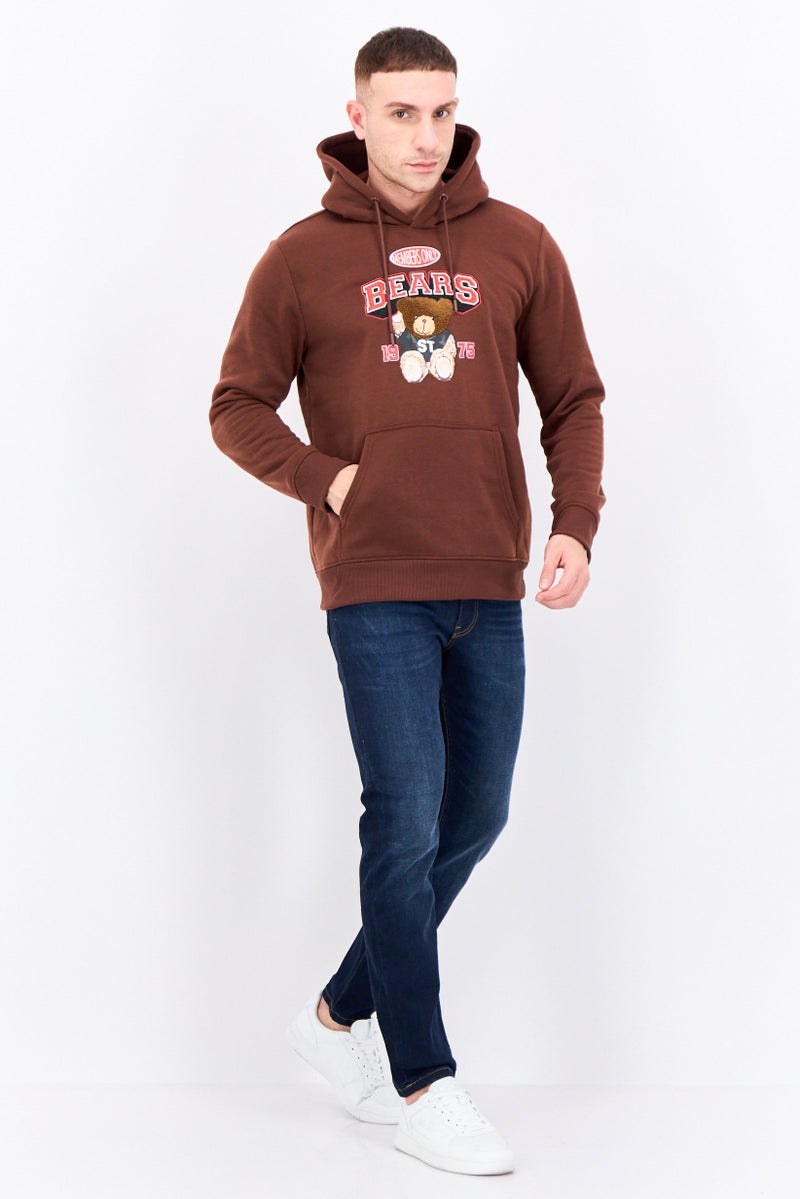 MEMBERS ONLY Men Hooded Long Sleeves Brand Logo Sweatshirt, Brown - Image 4