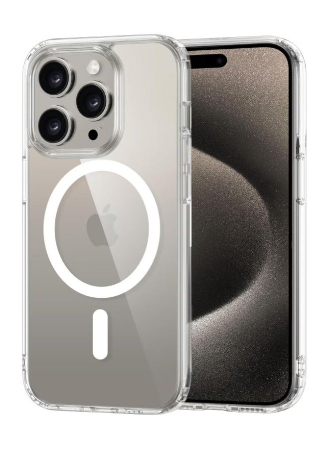 ACLIX Hybrid Magnetic Case for iPhone 15 Pro Max with HaloLock, Compatible with MagSafe Wireless Charging, Crystal Clear Hard Magnetic Back, Shockproof Bumper Cover - Image 1