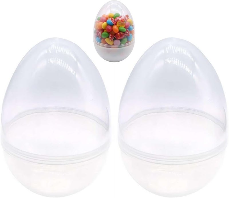 2pcs White Clear Plastic Easter Eggs Fillable Ornament Shells For DIY Crafts - Image 1