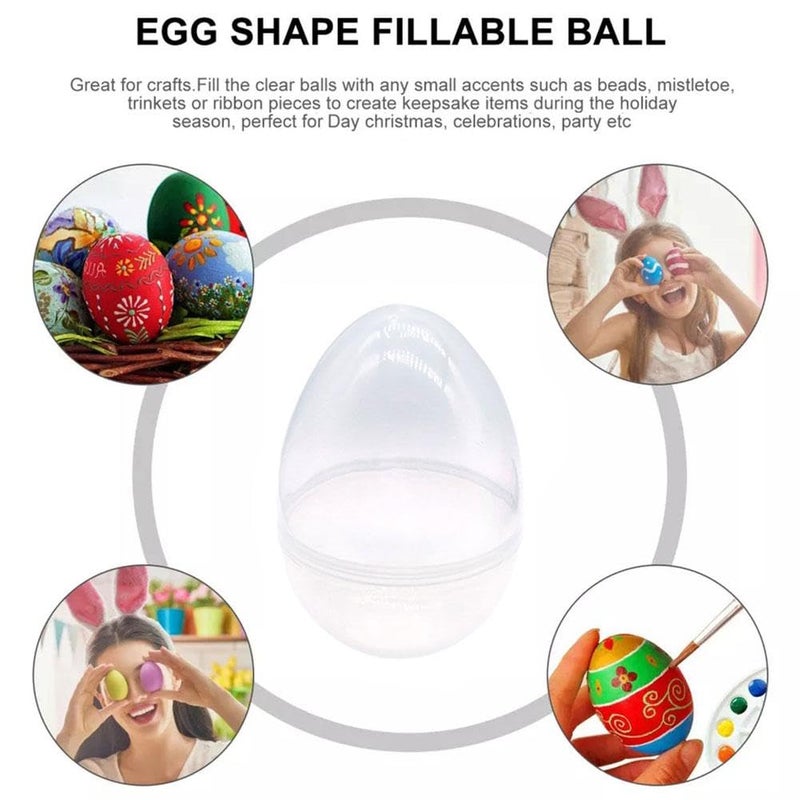 2pcs White Clear Plastic Easter Eggs Fillable Ornament Shells For DIY Crafts - Image 5