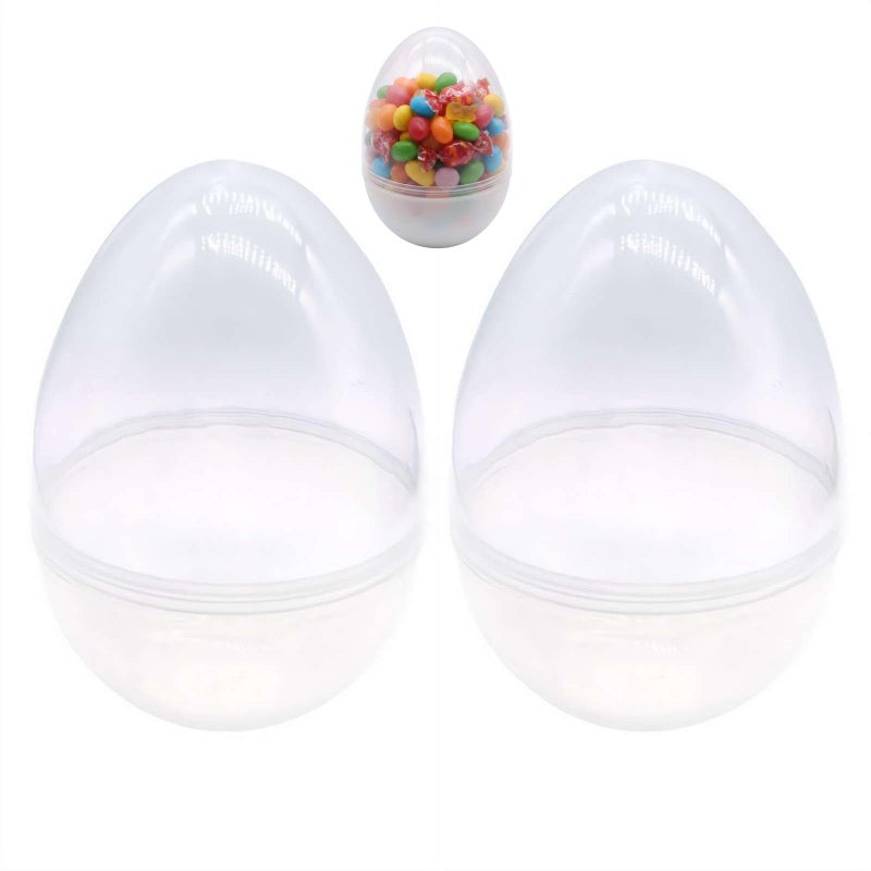 2pcs White Clear Plastic Easter Eggs Fillable Ornament Shells For DIY Crafts - Image 2