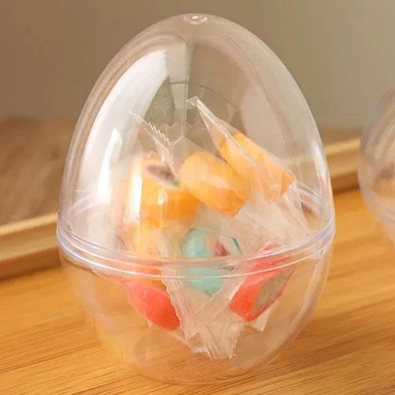 2pcs White Clear Plastic Easter Eggs Fillable Ornament Shells For DIY Crafts - Image 4