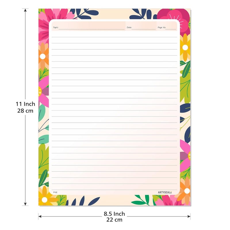 ARTYSCALE A4 Designer Multicolour 100 GSM Project Paper Sheet (One Side Ruled) for School, Colleges Assignments, Creative Art & Craft Practical Work, Nature Art (50 Sheets) - Image 2