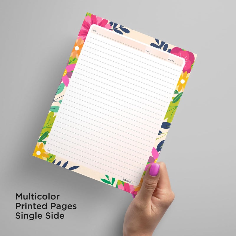 ARTYSCALE A4 Designer Multicolour 100 GSM Project Paper Sheet (One Side Ruled) for School, Colleges Assignments, Creative Art & Craft Practical Work, Nature Art (50 Sheets) - Image 3