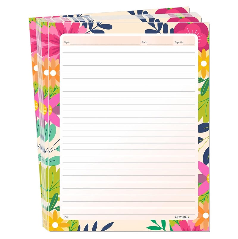 ARTYSCALE A4 Designer Multicolour 100 GSM Project Paper Sheet (One Side Ruled) for School, Colleges Assignments, Creative Art & Craft Practical Work, Nature Art (50 Sheets) - Image 1