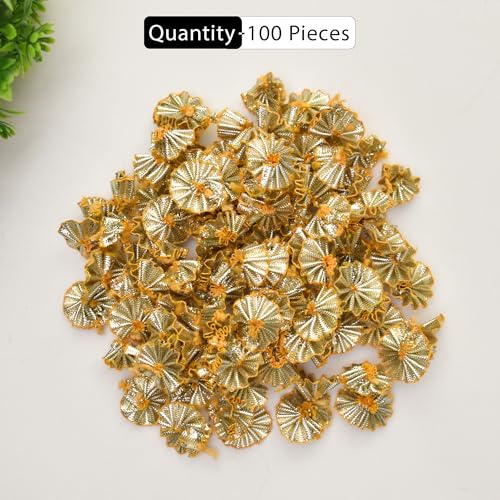 Embroiderymaterial 1.7CM Gota Patti Flowers Appliques Patches for Embroidery Decoration and Craft Making (Light Gold) 100 Piece - Image 5