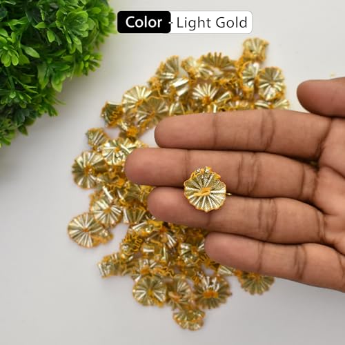 Embroiderymaterial 1.7CM Gota Patti Flowers Appliques Patches for Embroidery Decoration and Craft Making (Light Gold) 100 Piece - Image 3