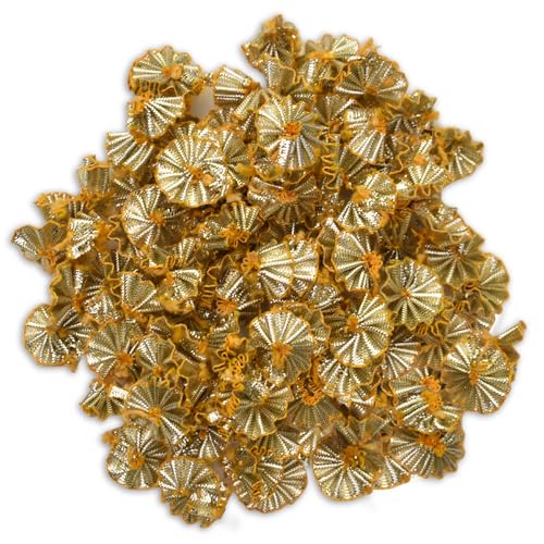 Embroiderymaterial 1.7CM Gota Patti Flowers Appliques Patches for Embroidery Decoration and Craft Making (Light Gold) 100 Piece - Image 1