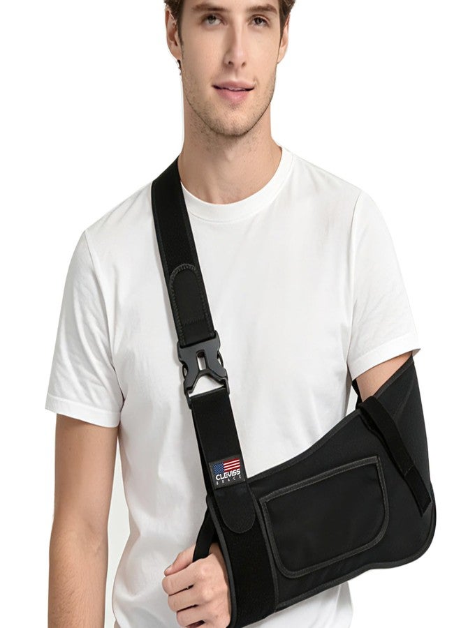 CLEVISS BRACE Arm Sling Shoulder Immobilizer, Shoulder Sling for Torn Rotator Cuff, Adjustable Arm Brace for Shoulder Injury, Elbow Injury/Wrist Injury/Surgery, Shoulder Strap For Women or Men (Left Hand) - Image 1