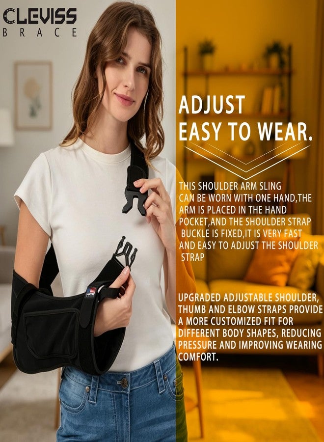 CLEVISS BRACE Arm Sling Shoulder Immobilizer, Shoulder Sling for Torn Rotator Cuff, Adjustable Arm Brace for Shoulder Injury, Elbow Injury/Wrist Injury/Surgery, Shoulder Strap For Women or Men (Left Hand) - Image 2