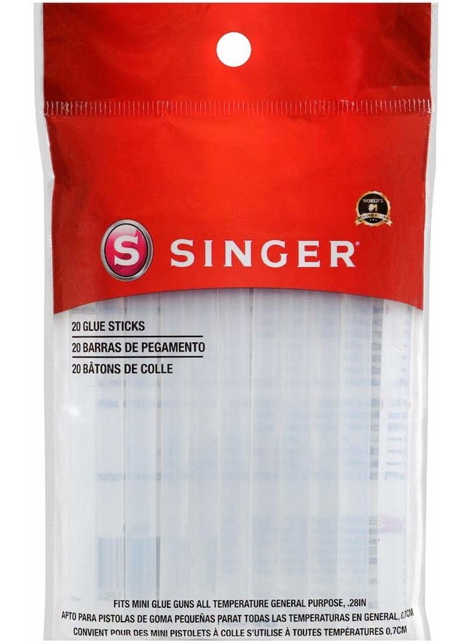 SINGER 00486 Mini Glue Sticks, 20-Count, CT, Clear - Image 1
