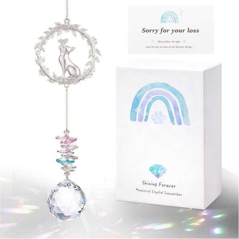 AMETHUARTZ Cat Memorial Crystal Suncatcher - Loss of Pet Sympathy Gifts for Cat Mom, Butterfly Cat Fairy Remembrance Garden Window Hanging Rainbow Ornaments, Passing Away Remembrance Memory Gift for Cat Lovers - Image 1