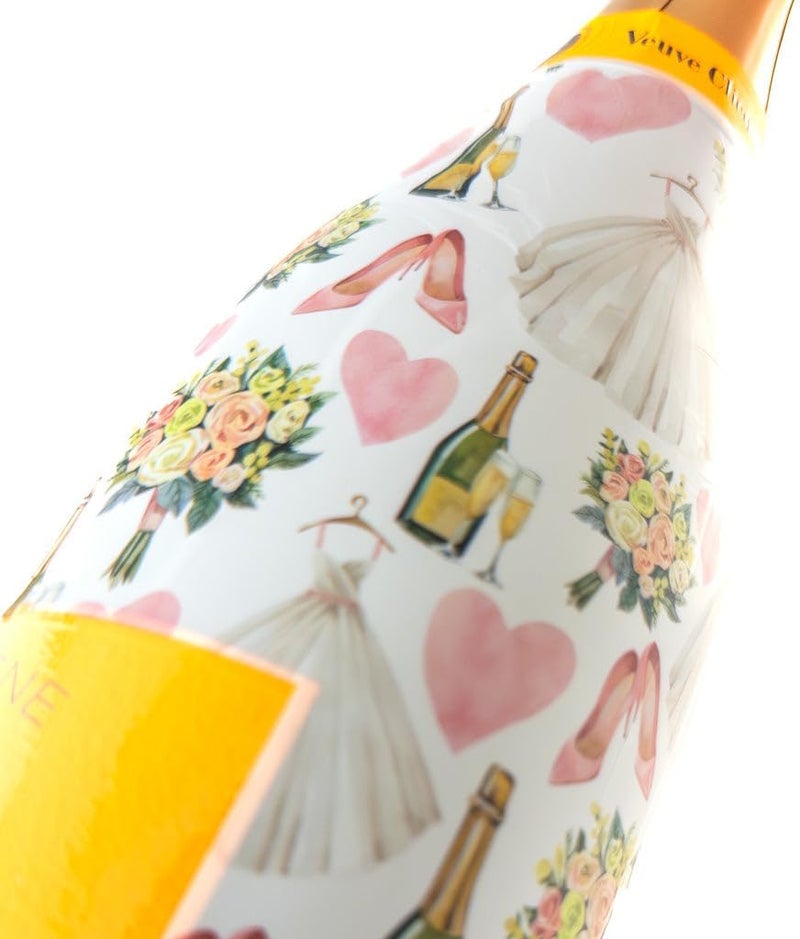 beaubottles Wedding Romance Wrap for Champagne – Veuve Edition – Custom Wine Bottle Labels for Celebrations, Birthdays, Gifting – Fits 750ml Bottles – Personalized Wine Label Sleeve - Image 1